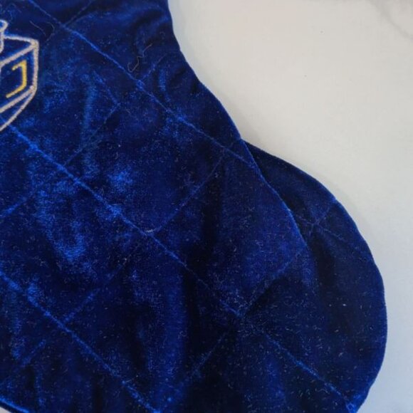 Chanukah Hanukkah Stocking Tassels Velour Fabric Dreidel Blue 16" - Picture 4 of 4